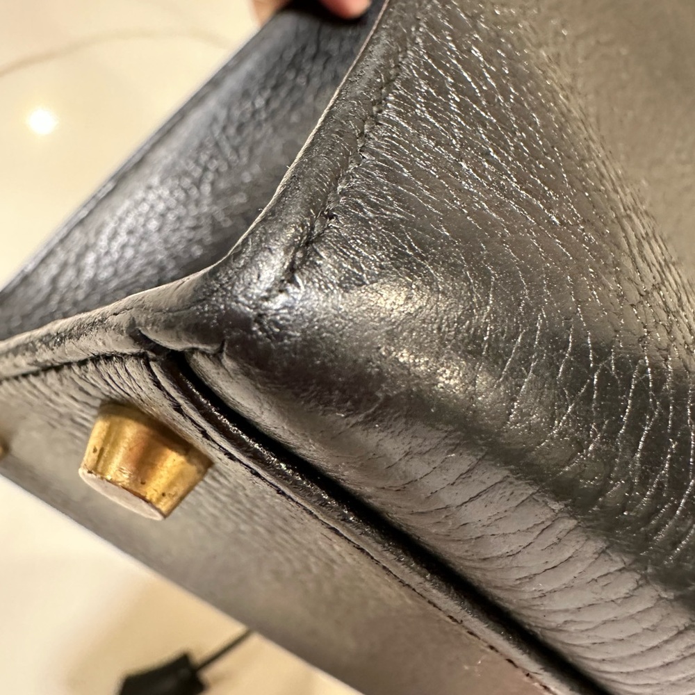 HERMES Kelly 32 Black Ardennes Leather, GHW, Sellier X Circle - Picture 15 of 16
